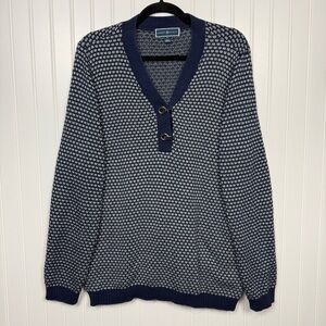 Karen Scott Sweater Women's Size XL Pullover Blue White Long Sleeve 100% Cotton